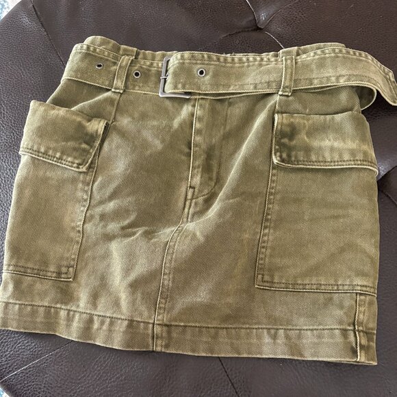 Green Cargo Mini Skirt - Picture 1 of 3